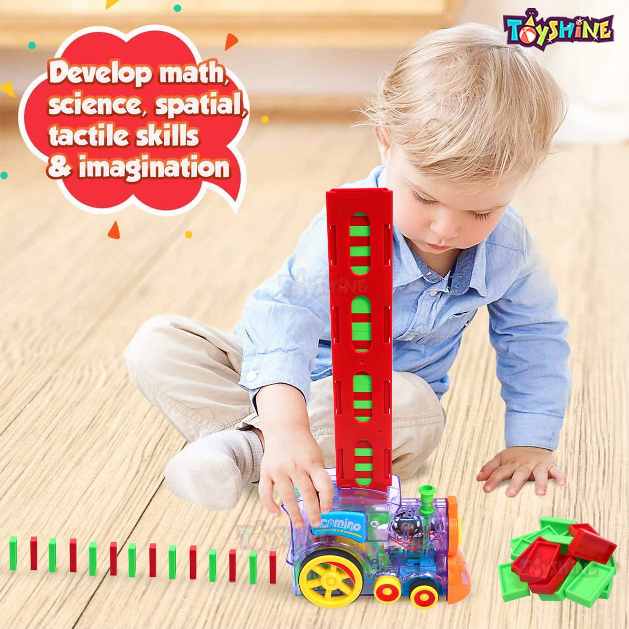 Train Toy Domino Set for Kids BPA Free Plastic with Sound Effects